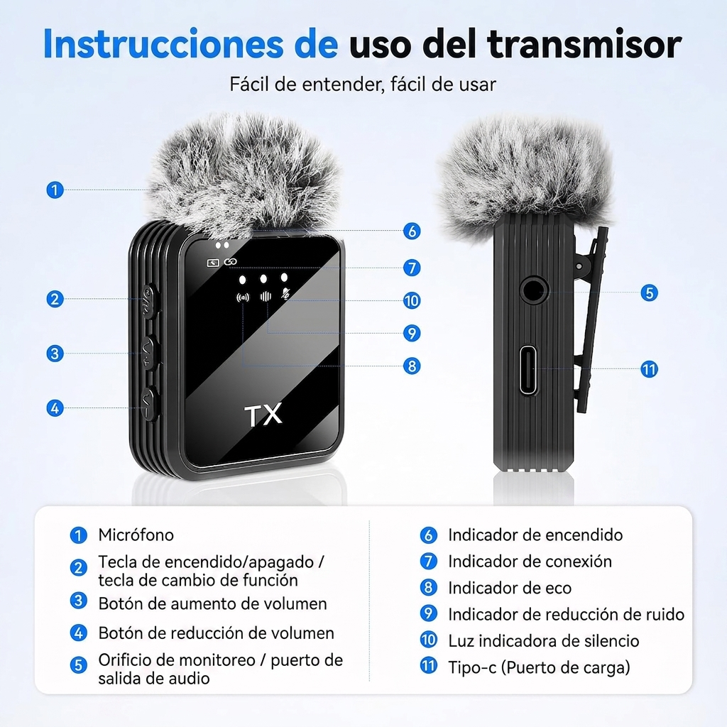 Micrófono Solapa X2 Profesional 3 En 1 Cancelación De Ruido