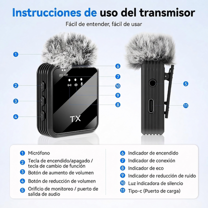 Micrófono Solapa X2 Profesional 3 En 1 Cancelación De Ruido