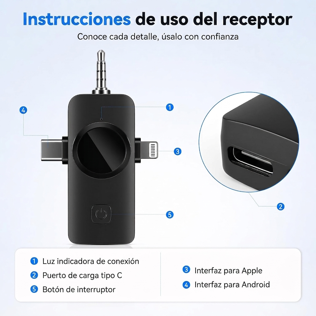 Micrófono Solapa X2 Profesional 3 En 1 Cancelación De Ruido