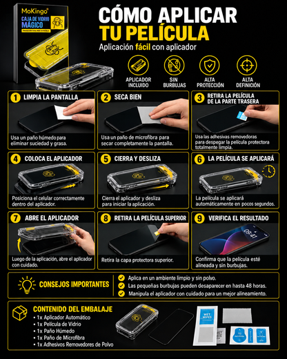 Vidrio Templado Autoaplicable iPhone - Transparente