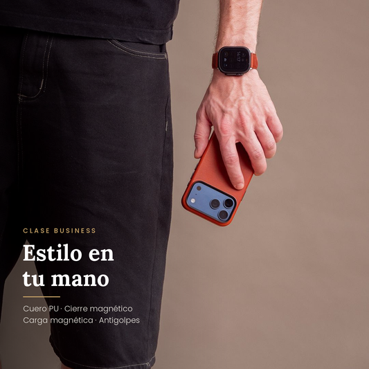 Funda iPhone Cuero Premium Marrón - CLASE BUSINESS